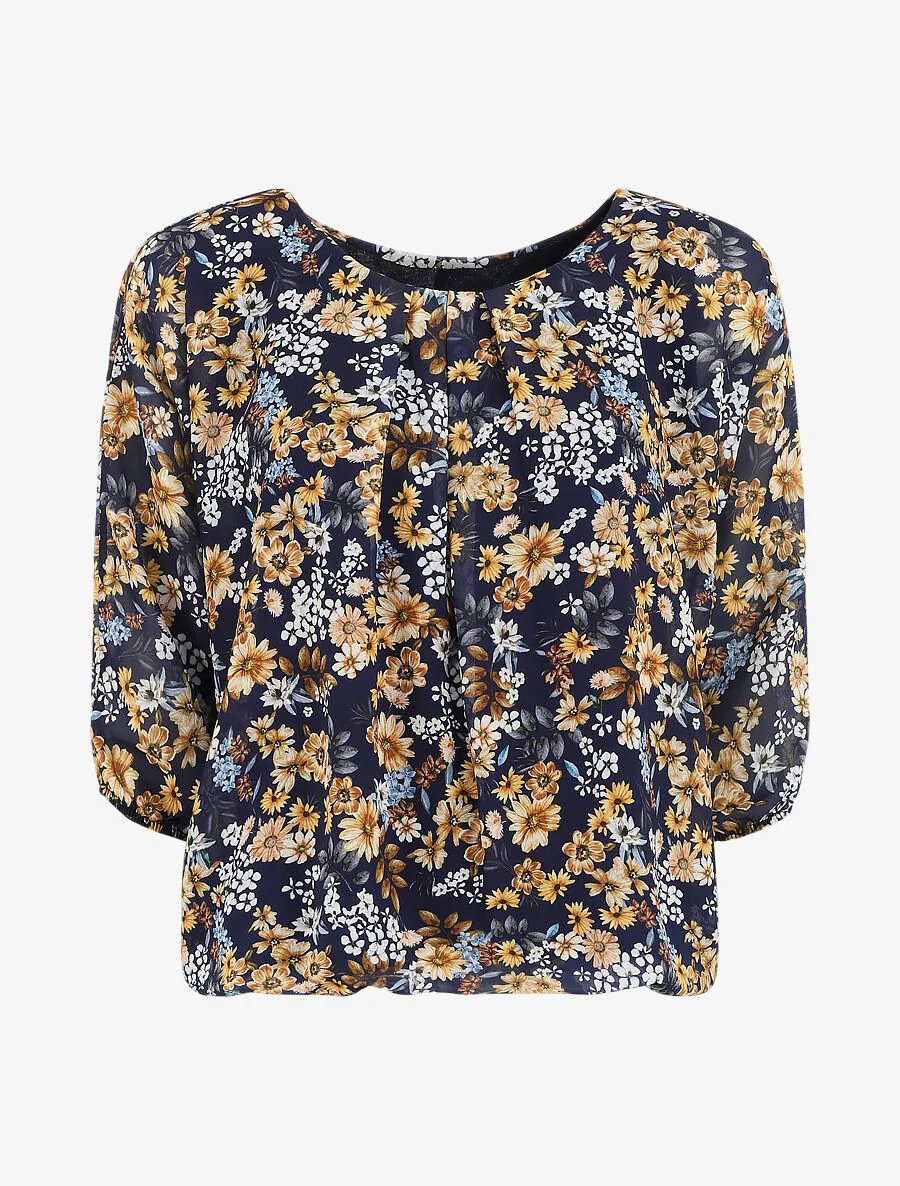Blouse imprimé fleurs des champs - Bleu