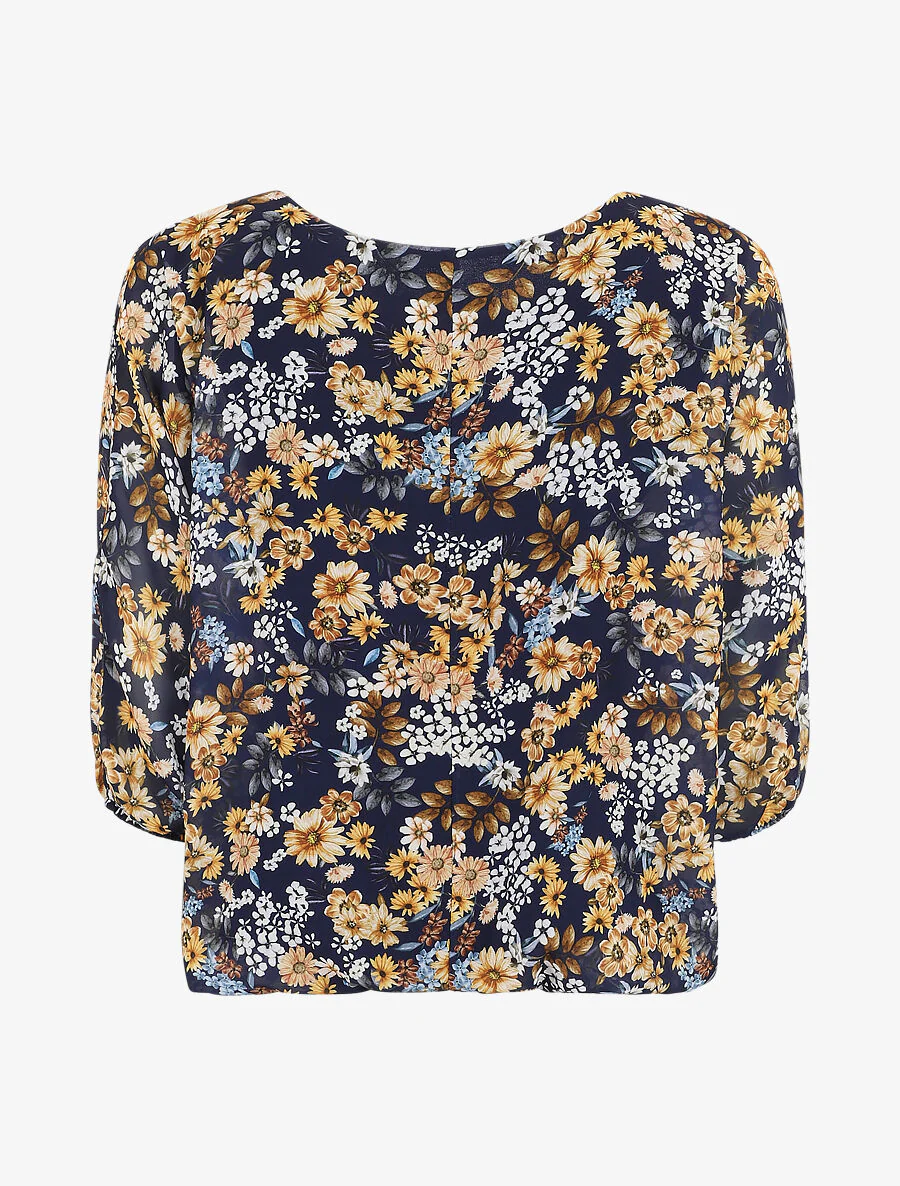 Blouse imprimé fleurs des champs - Bleu - Image 2