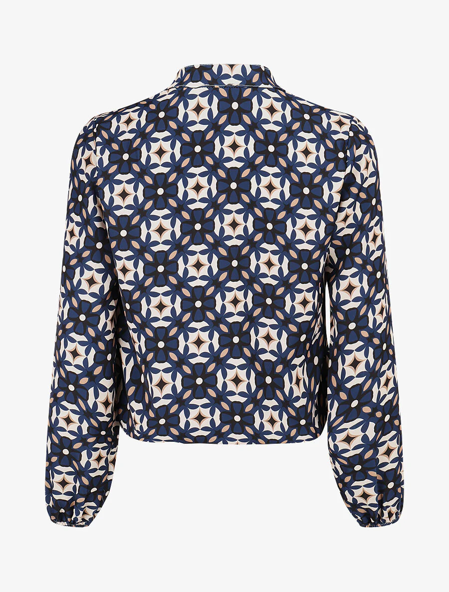 Blouse imprimé fleurs graphiques - Marine - Image 2
