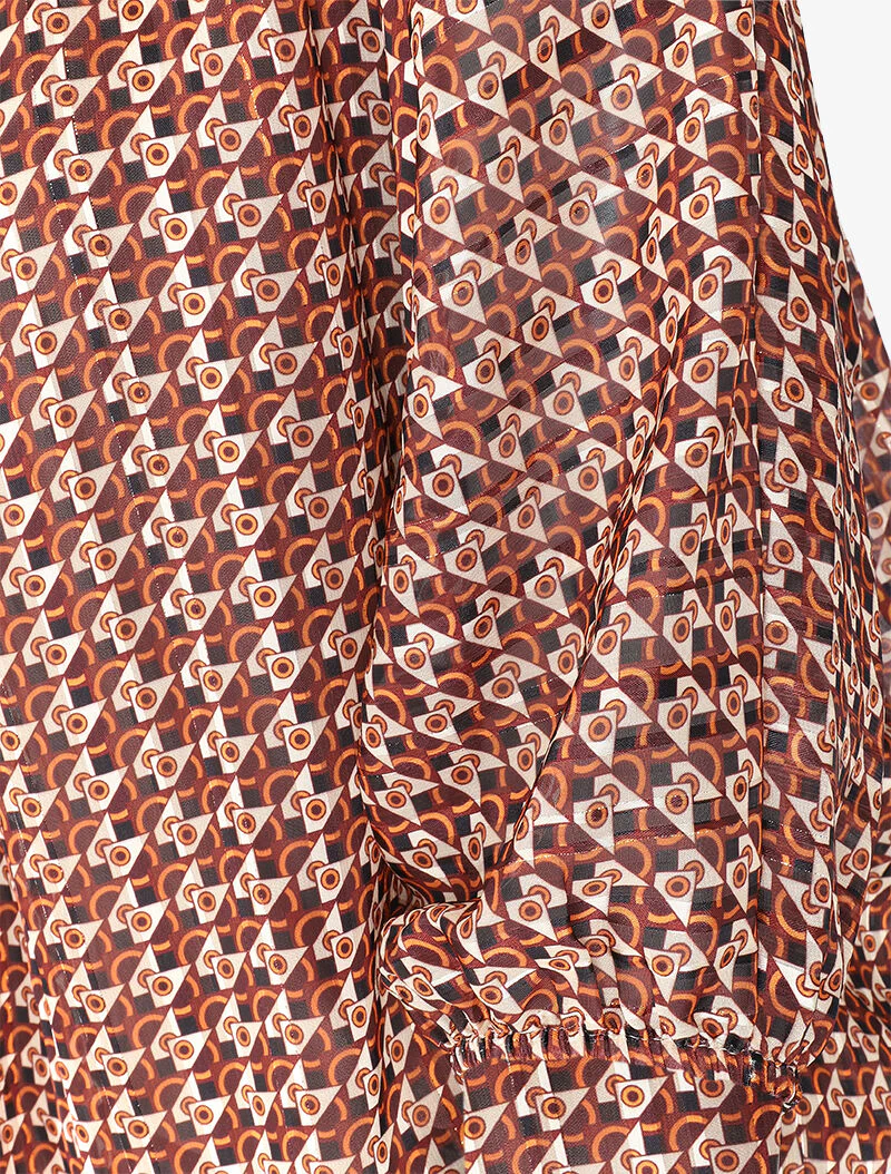 Blouse imprimé graphique coupe chauve-souris - Camel - Image 3