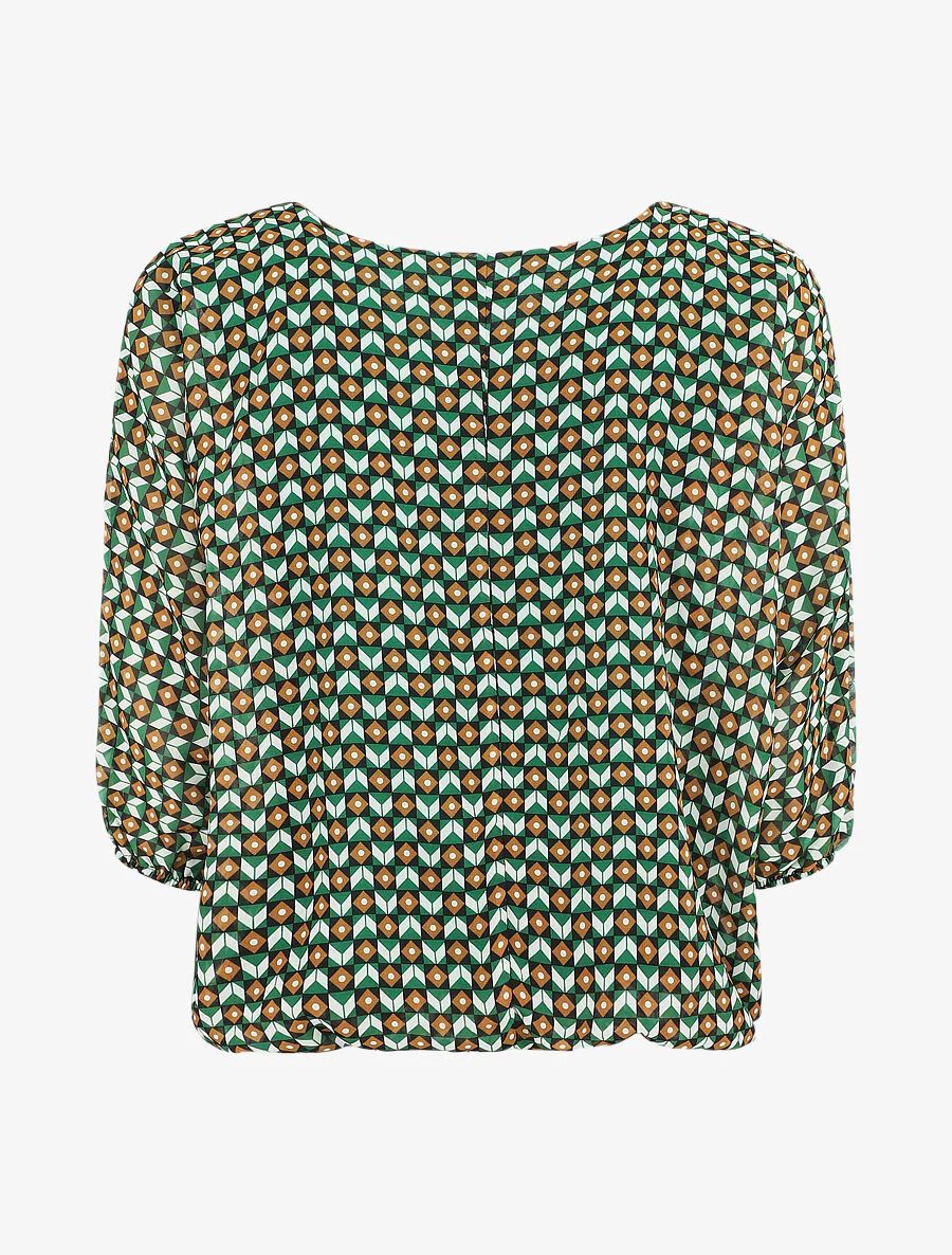 Blouse imprimé mosaïque - Vert - Image 2