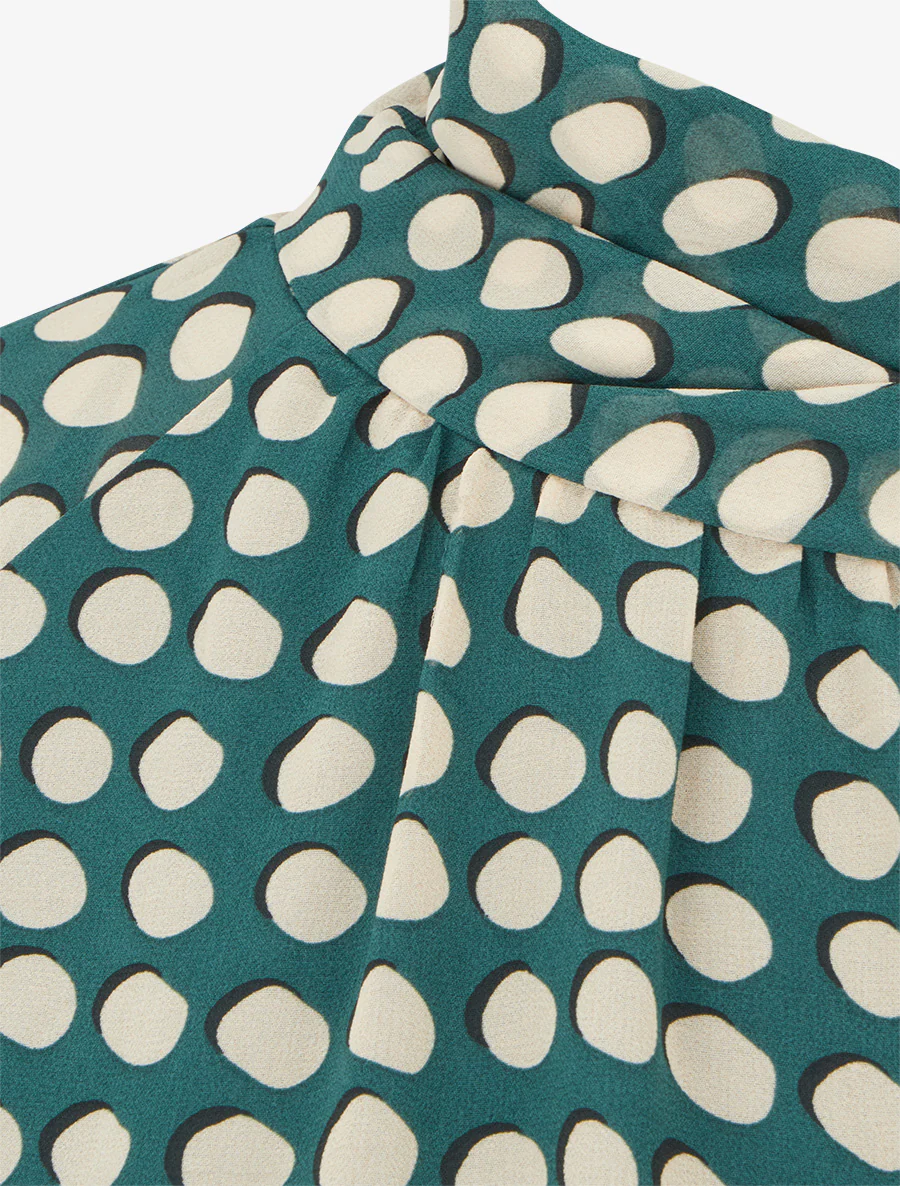Blouse imprimé rond à nouer - Vert sapin - Image 3