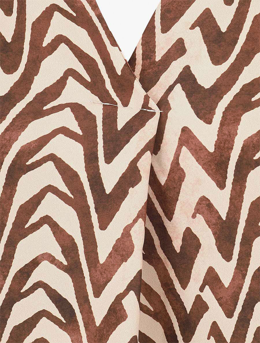 Blouse imprimé vagues stylisées - Marron - Image 3