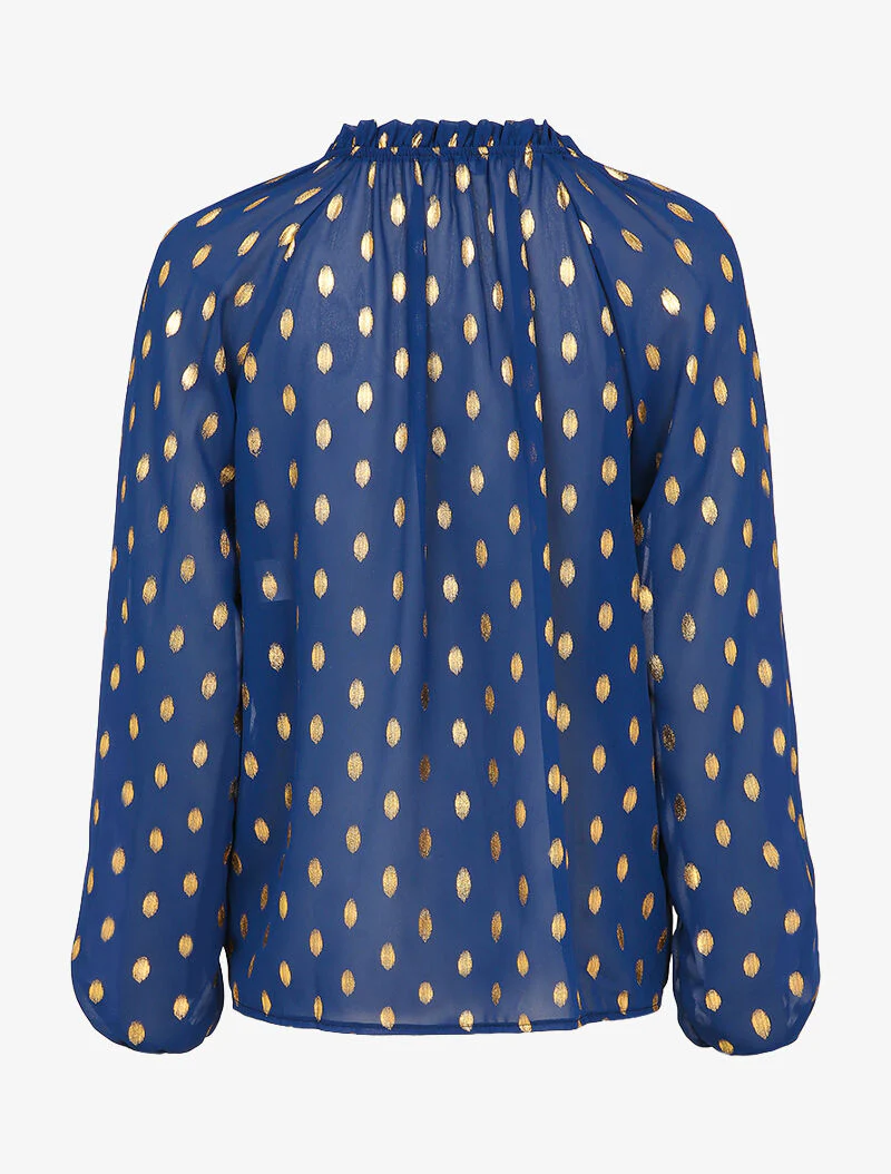 Blouse irisée à col stylisé - Bleu marine - Image 2