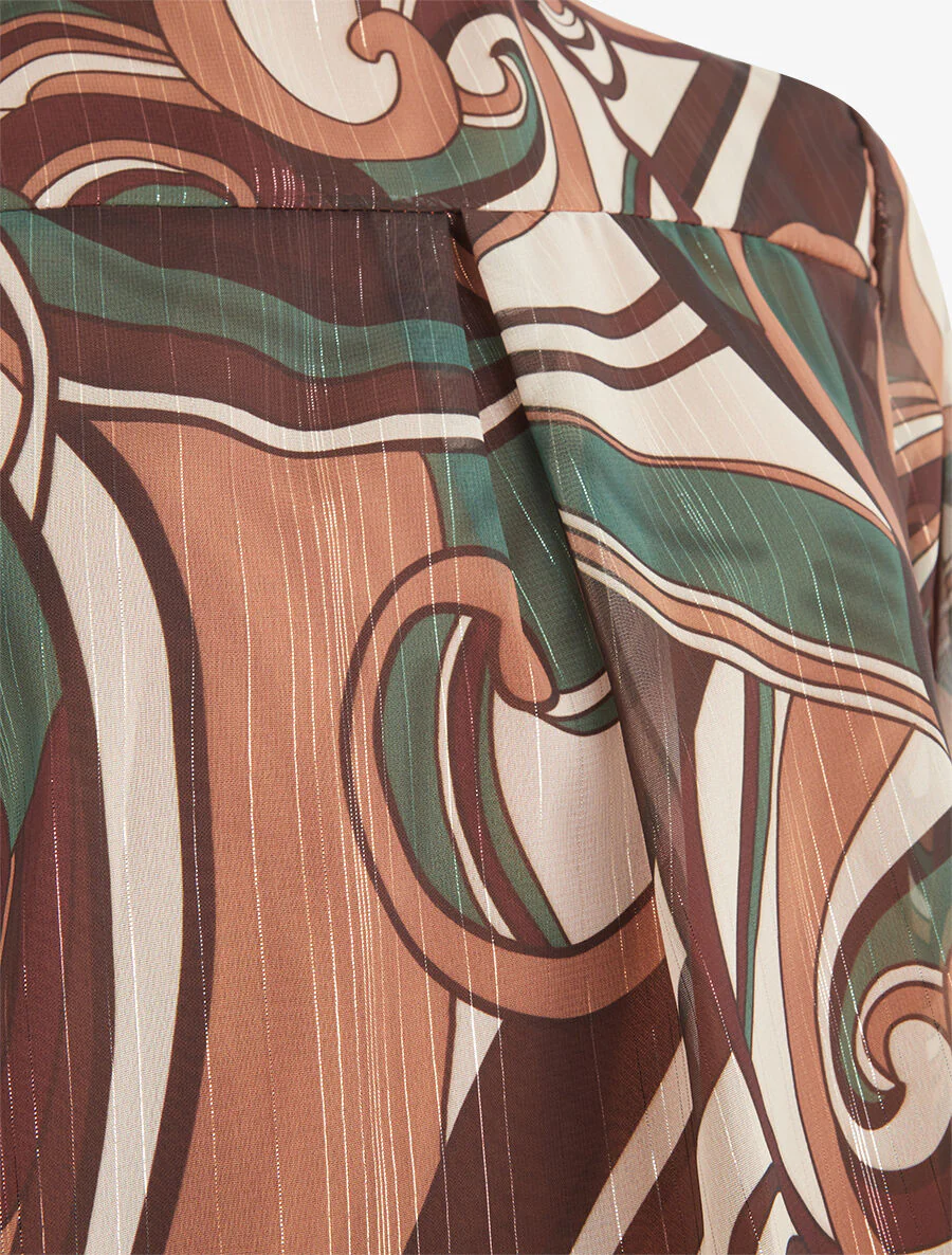 Blouse irisée et imprimé graphique - Marron - Image 3