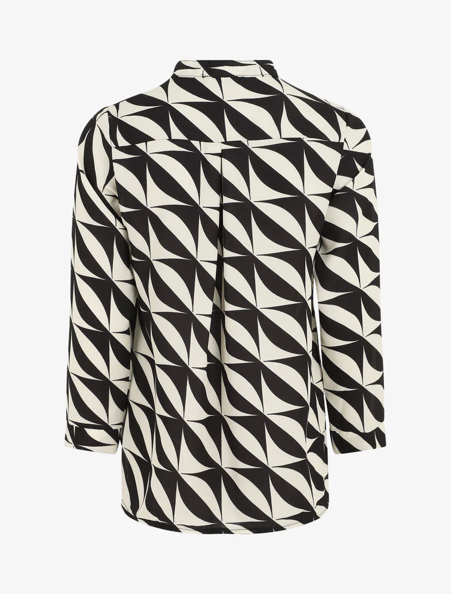 Blouse manches 3/4 imprimé graphique - Noir - Image 2