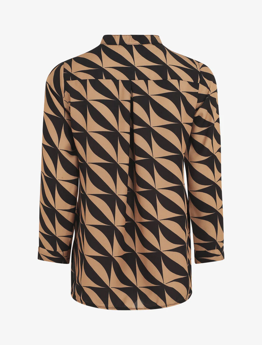 Blouse manches 3/4 imprimé graphique - Camel - Image 2