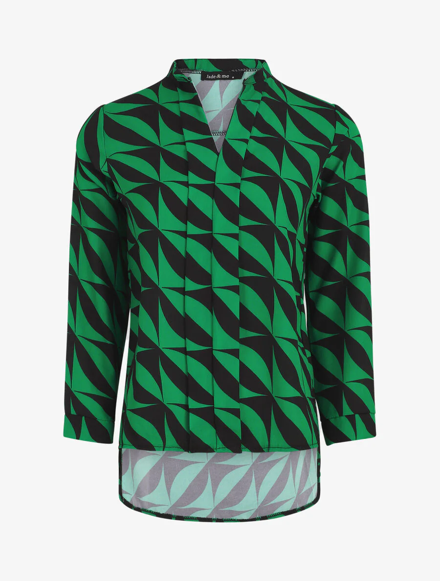 Blouse manches 3/4 imprimé graphique - Vert