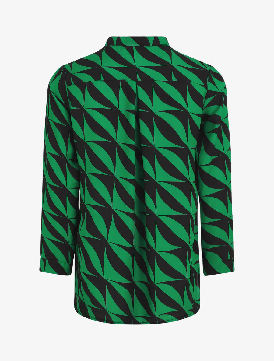 Blouse manches 3/4 imprimé graphique - Vert - Image 2