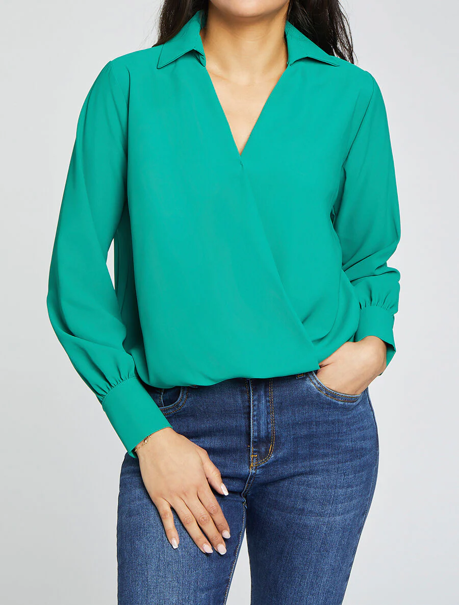 Blouse oversize asymétrique - Vert - Image 4