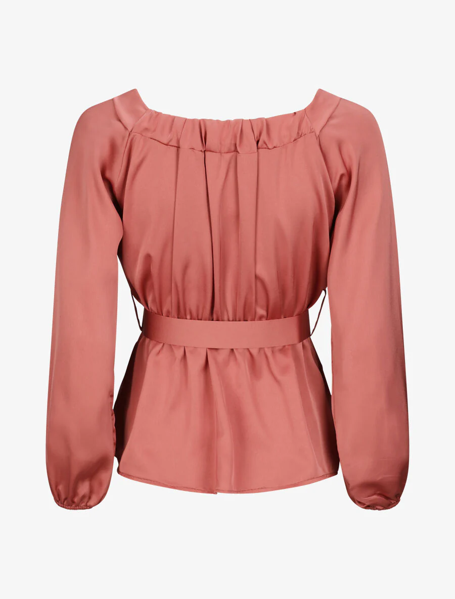 Blouse péplum satinée - Rose - Image 2