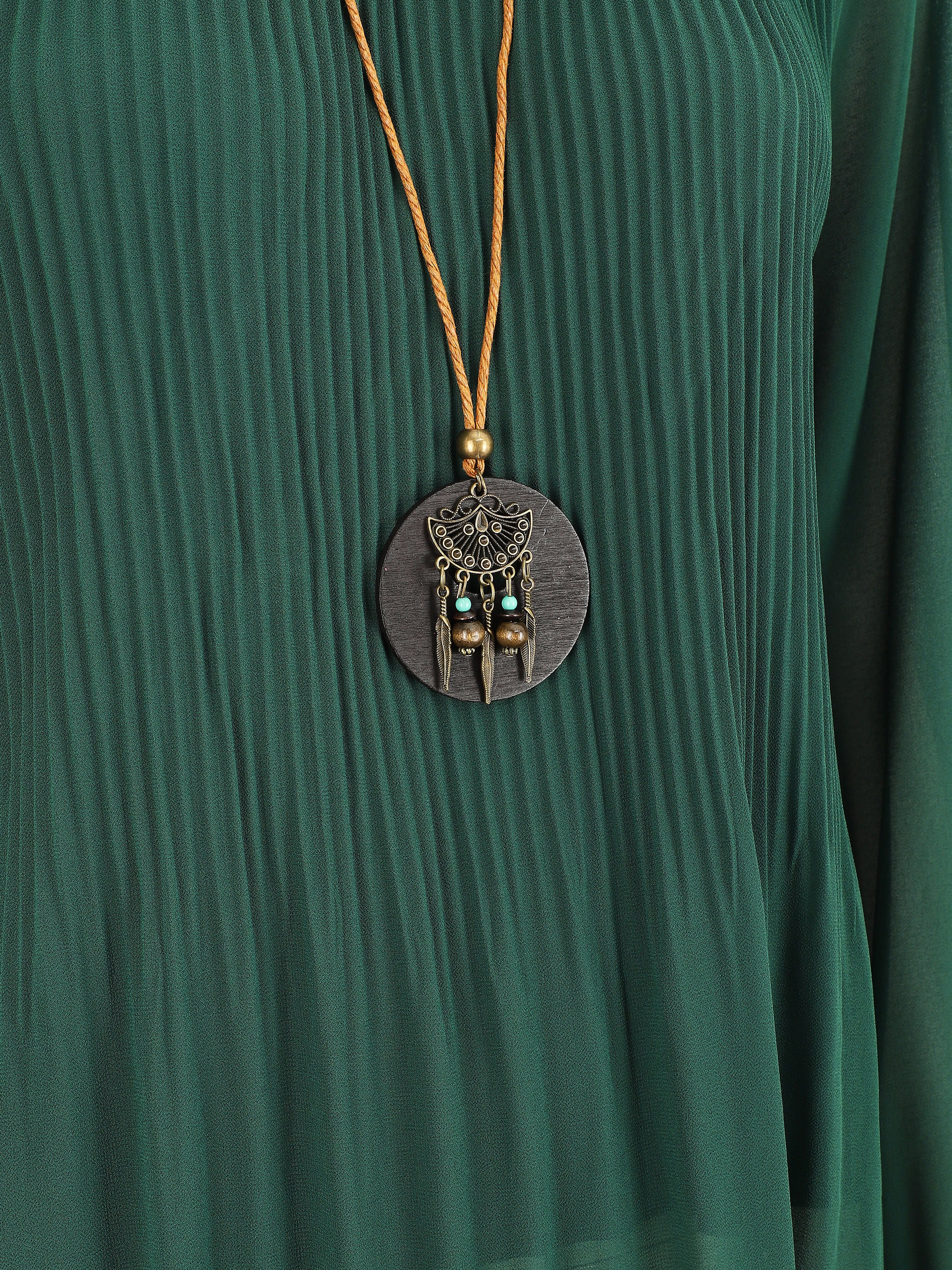 Blouse plissée à manches longues - Vert bouteille - Image 3
