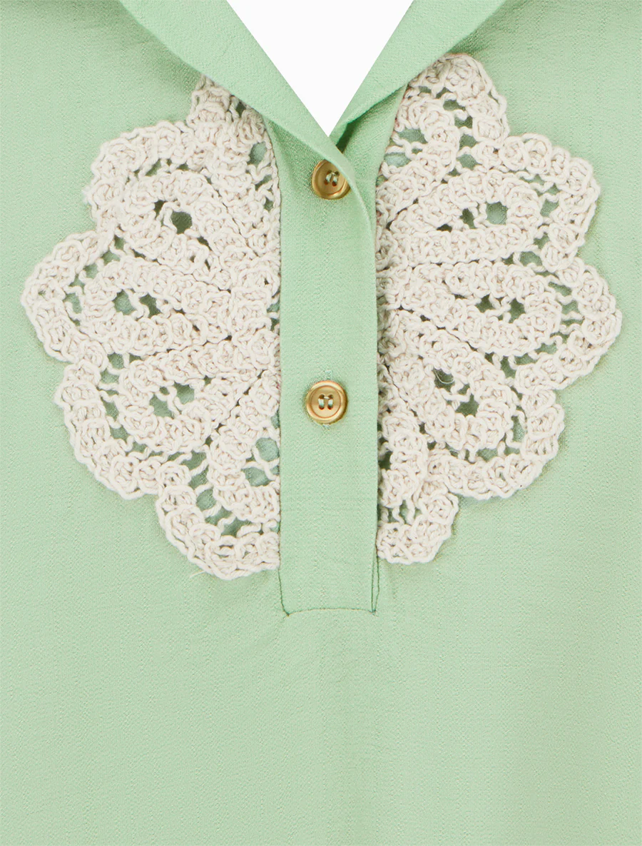 Blouse sans manches à empiècement crochet - Vert pomme - Image 3