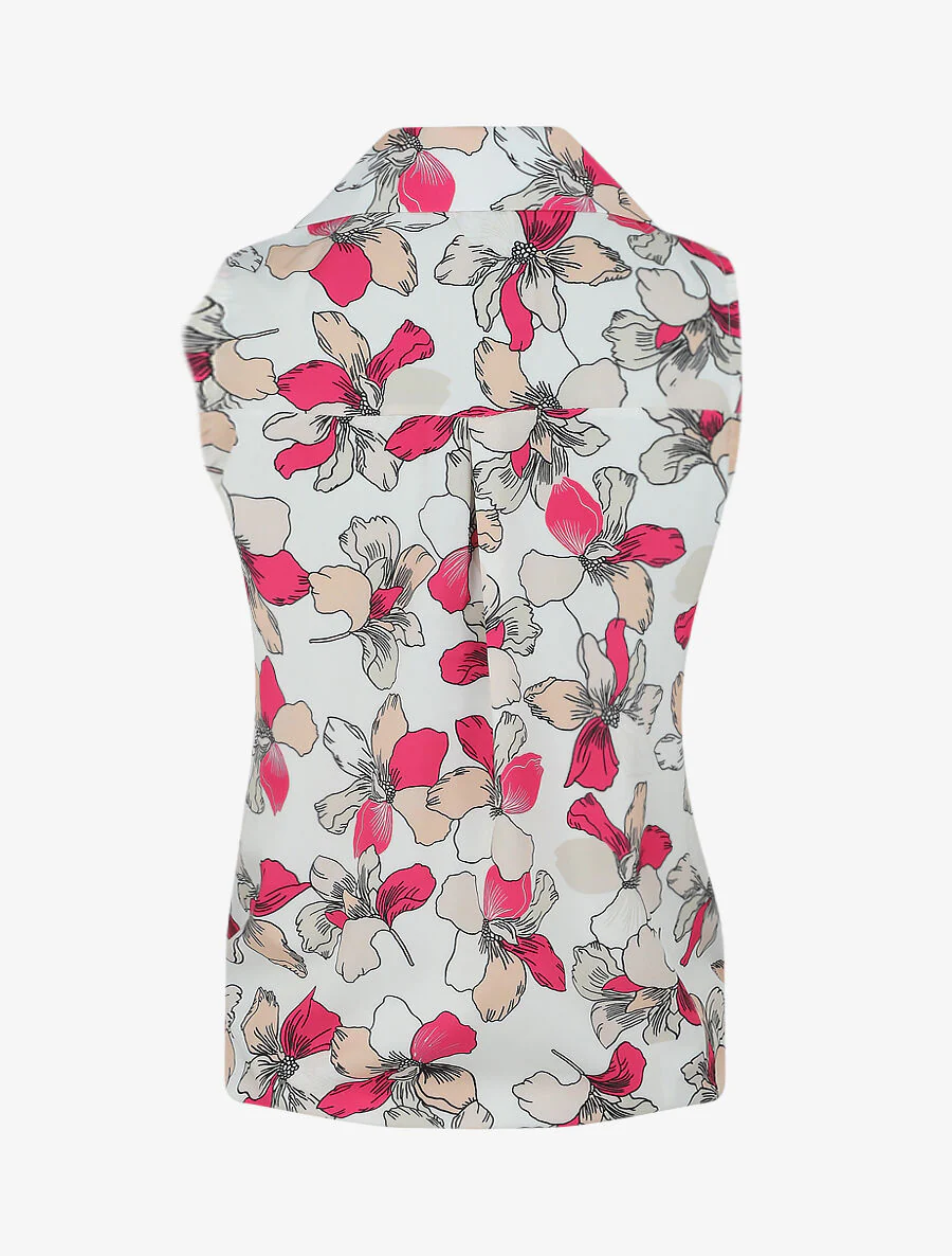 Blouse sans manches à liens à nouer - Blanc - Image 2