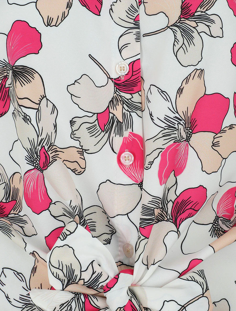 Blouse sans manches à liens à nouer - Blanc - Image 3
