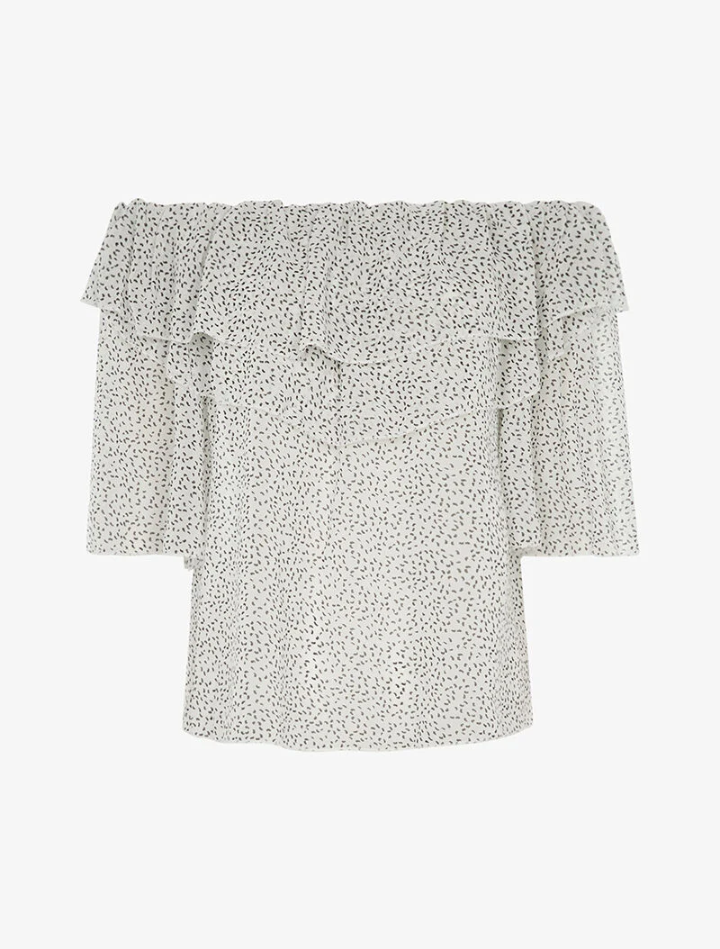 Blouse transparente mouchetée - blanc
