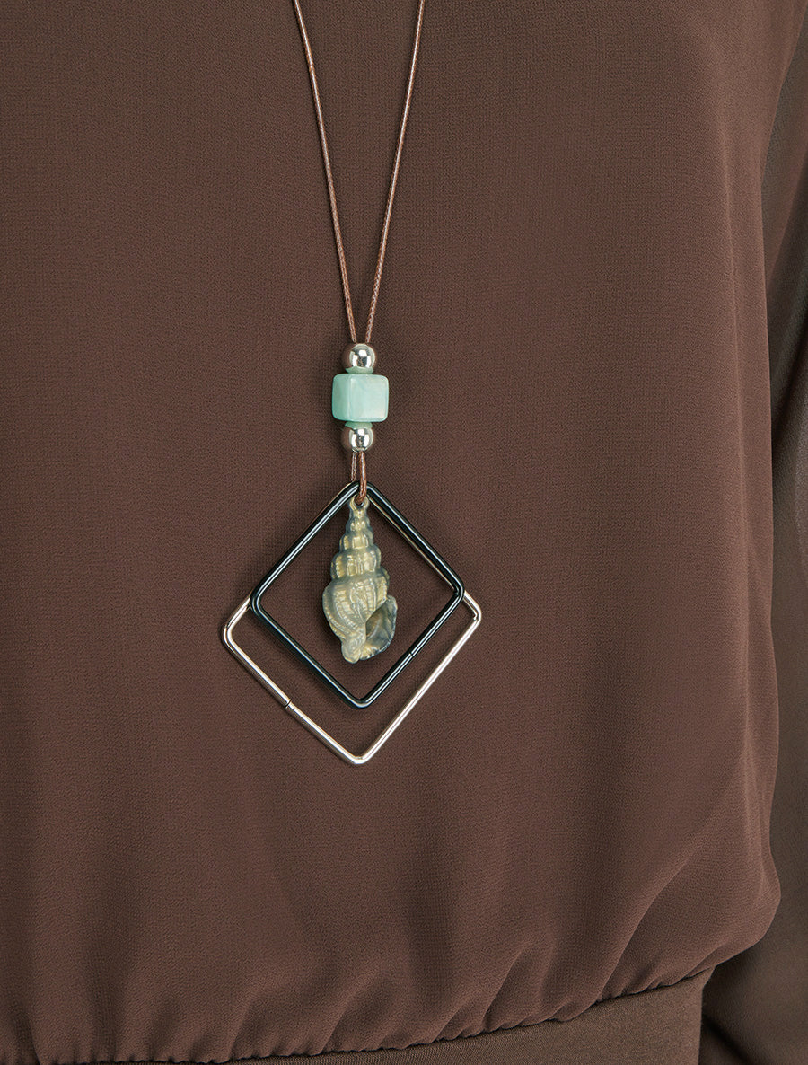 Blouse unie en voile à manches longues - Marron - Image 3