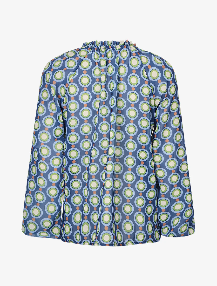 Blouse vaporeuse à imprimé vintage - Marine - Image 2