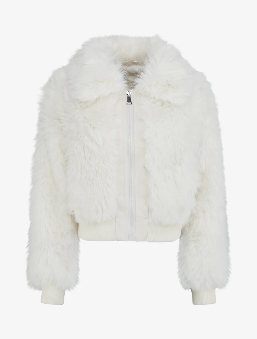 Blouson à empiècement fourrure synthétique - Blanc