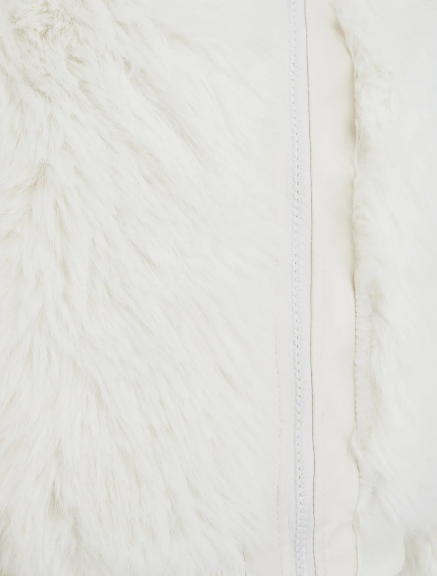 Blouson à empiècement fourrure synthétique - Blanc - Image 3