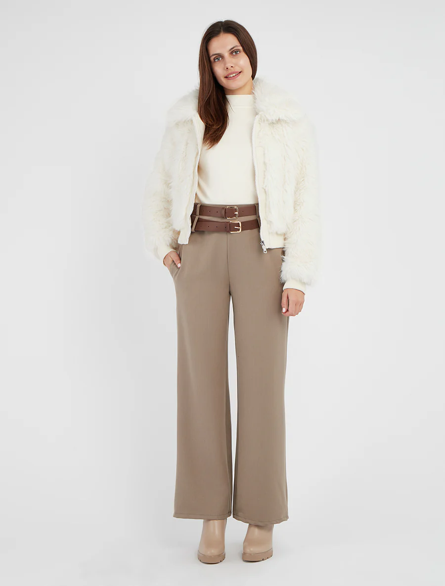 Blouson à empiècement fourrure synthétique - Blanc - Image 4