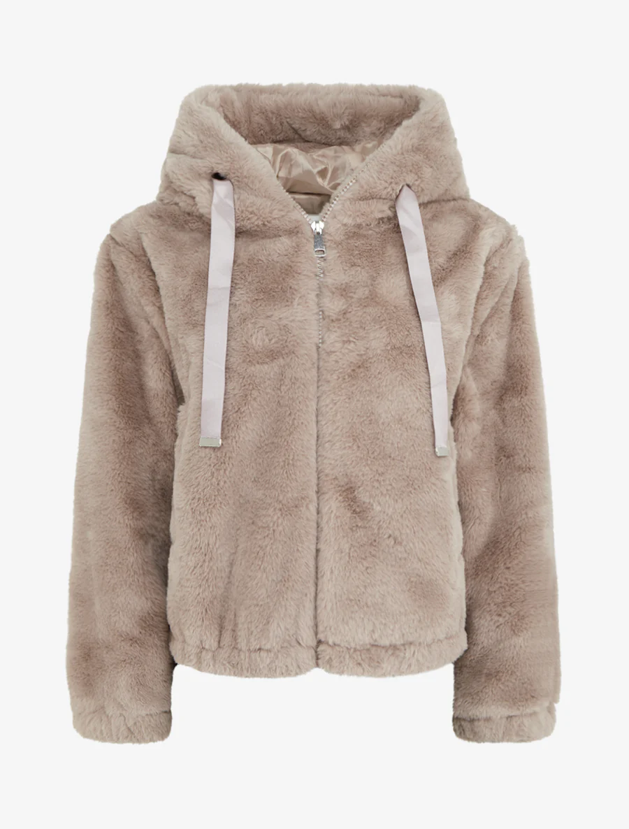 Blouson ample en fourrure synthétique - Taupe
