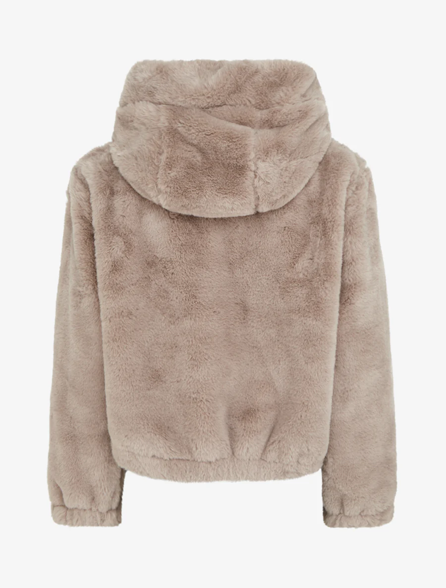 Blouson ample en fourrure synthétique - Taupe - Image 2