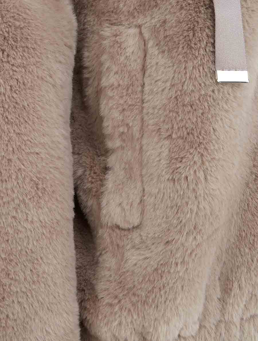 Blouson ample en fourrure synthétique - Taupe - Image 3