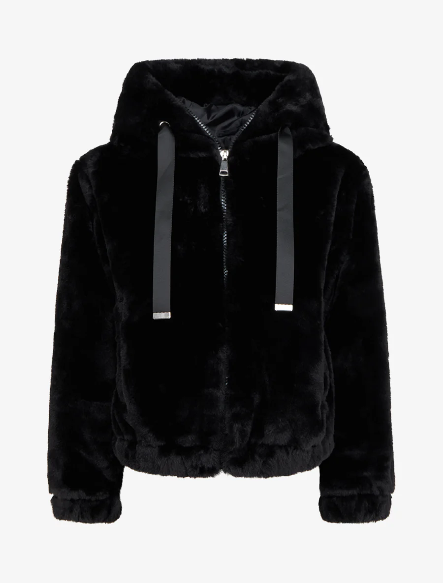 Blouson ample en fourrure synthétique - Noir