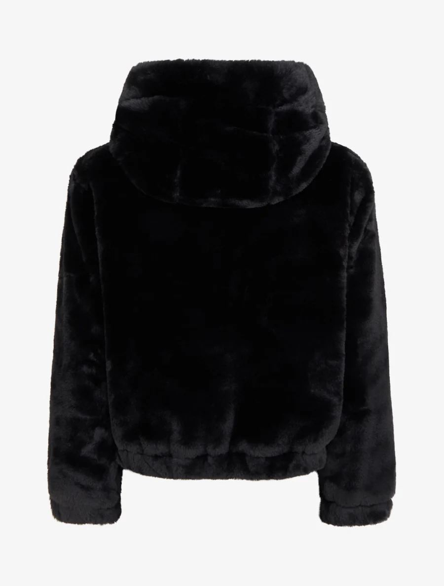 Blouson ample en fourrure synthétique - Noir - Image 2