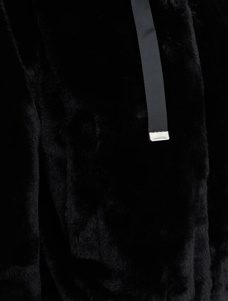 Blouson ample en fourrure synthétique - Noir - Image 3