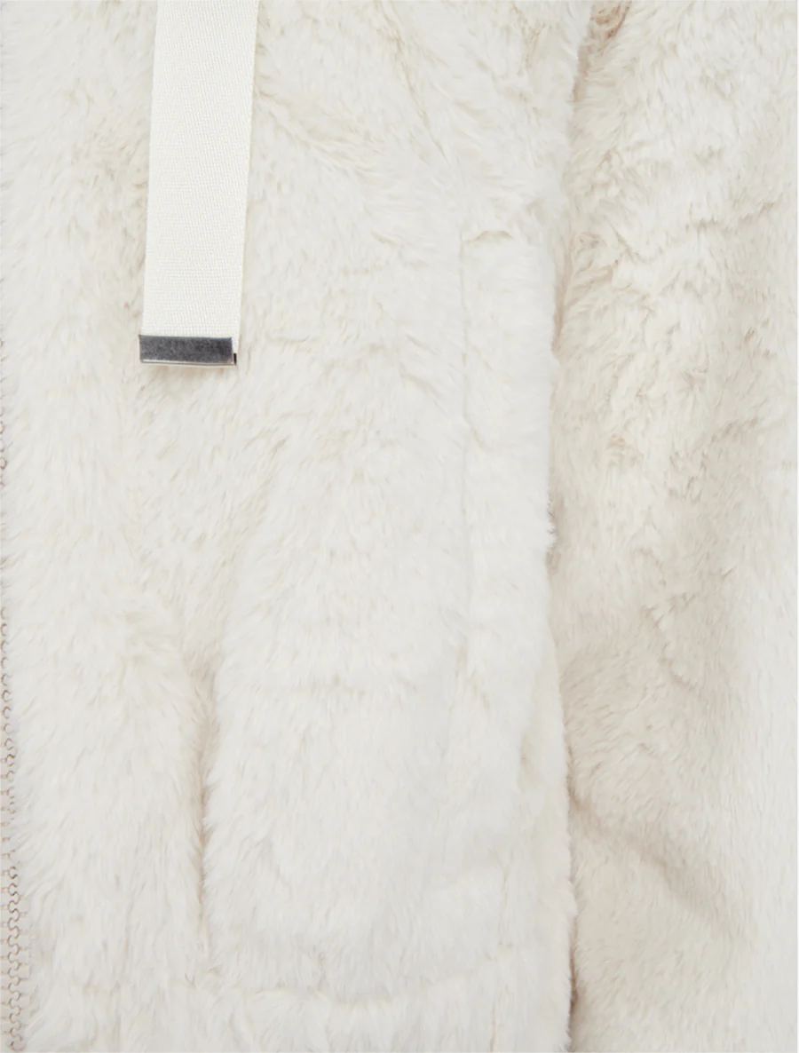 Blouson ample en fourrure synthétique - Blanc - Image 3