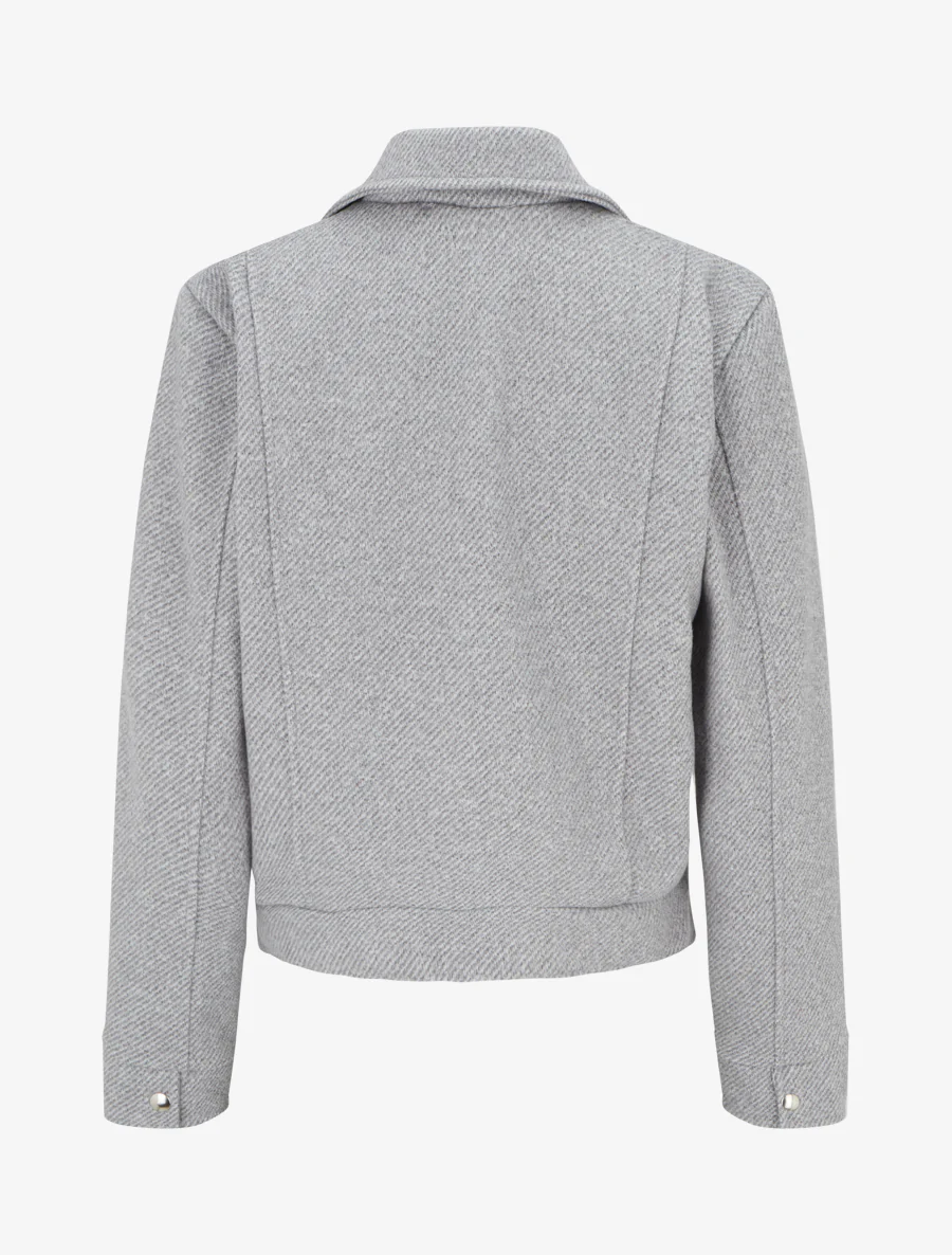 Blouson boutonné à poche à rabat - Gris clair - Image 2