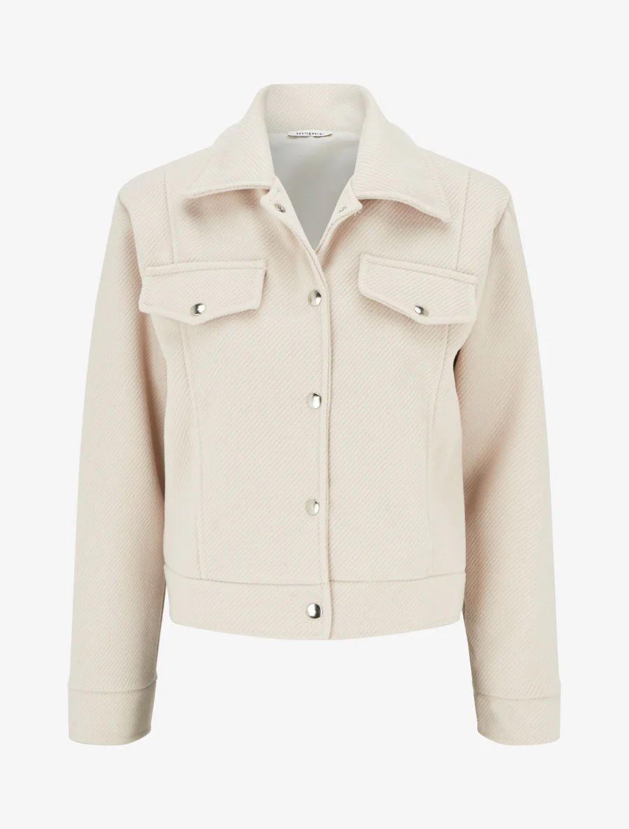 Blouson boutonné à poche à rabat - Beige