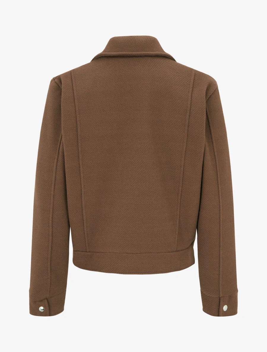 Blouson boutonné à poche à rabat - Marron - Image 2