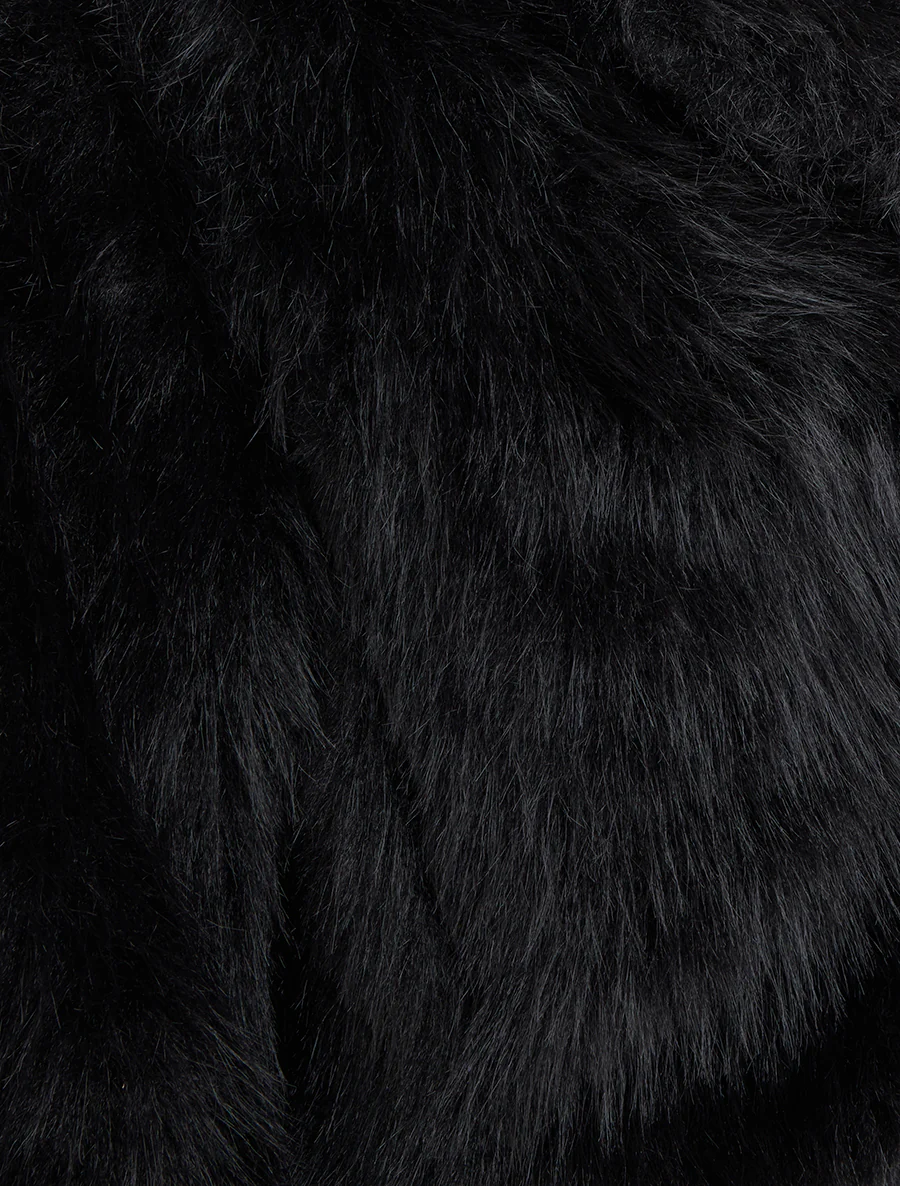 Blouson court à fourrure synthétique - Noir - Image 3