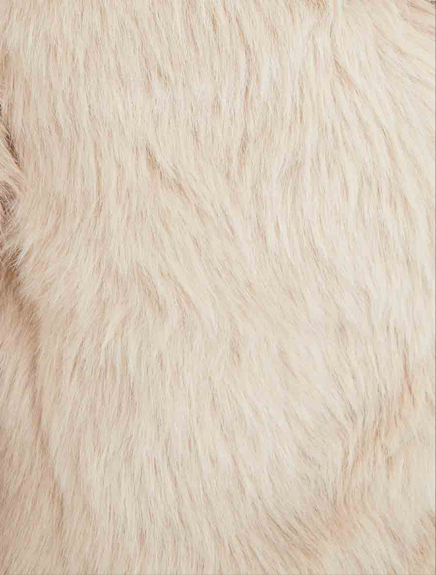 Blouson court à fourrure synthétique - Beige - Image 3