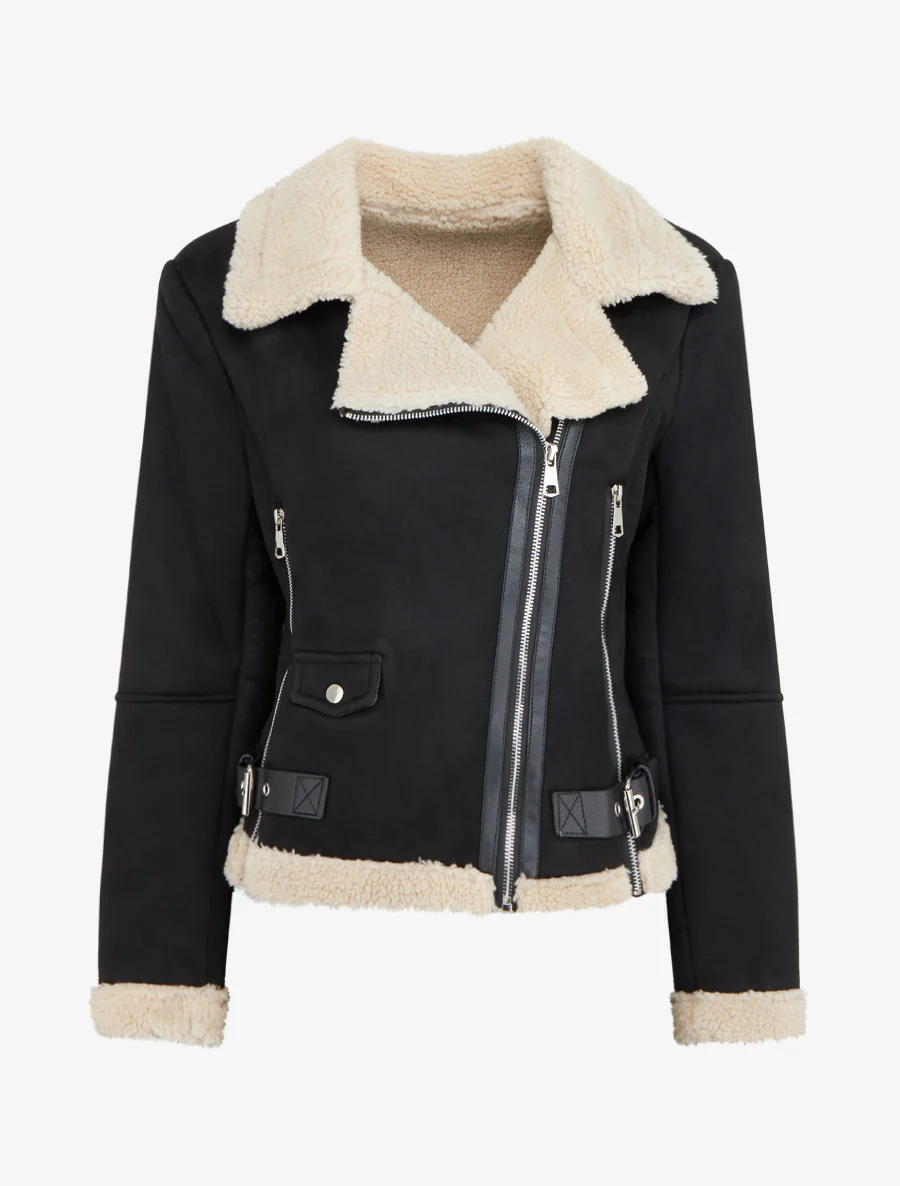 Blouson zippé style aviateur - Noir - Image 2