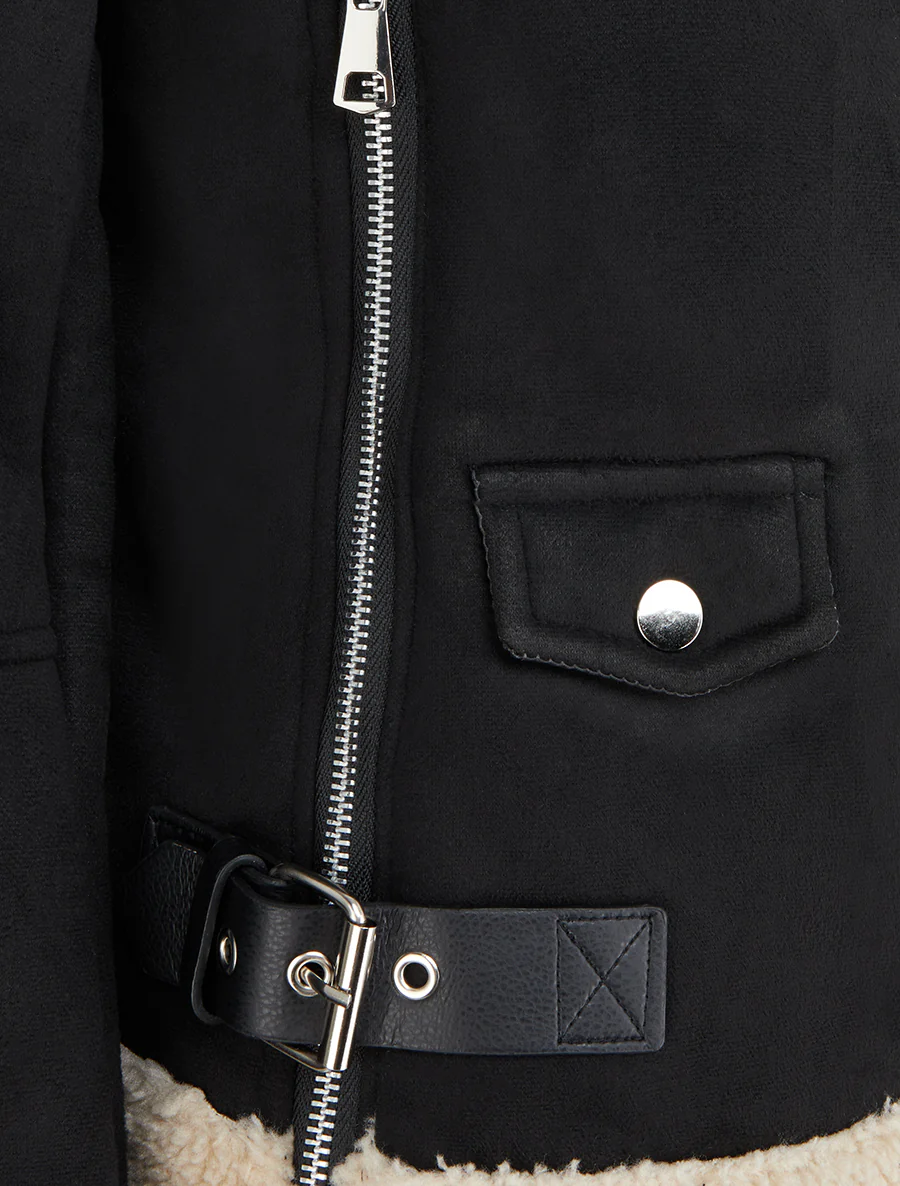 Blouson zippé style aviateur - Noir - Image 4