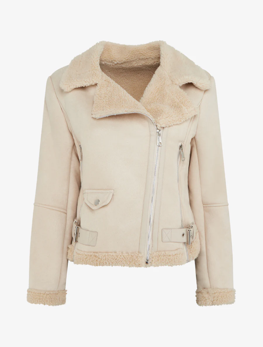 Blouson zippé style aviateur - Beige