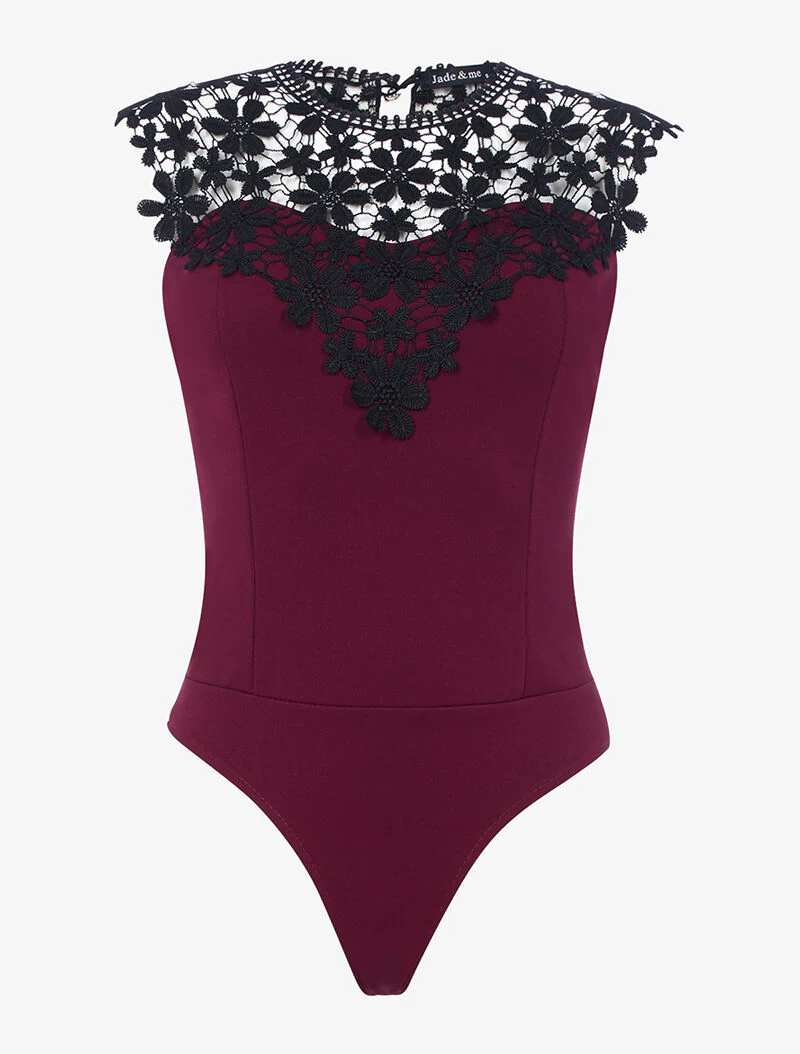 Body à plastron en crochet - lie de vin