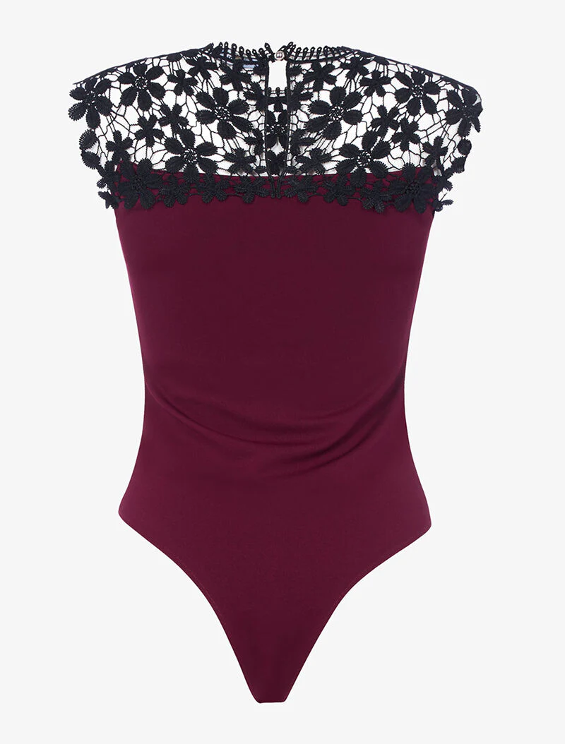 Body à plastron en crochet - lie de vin - Image 2