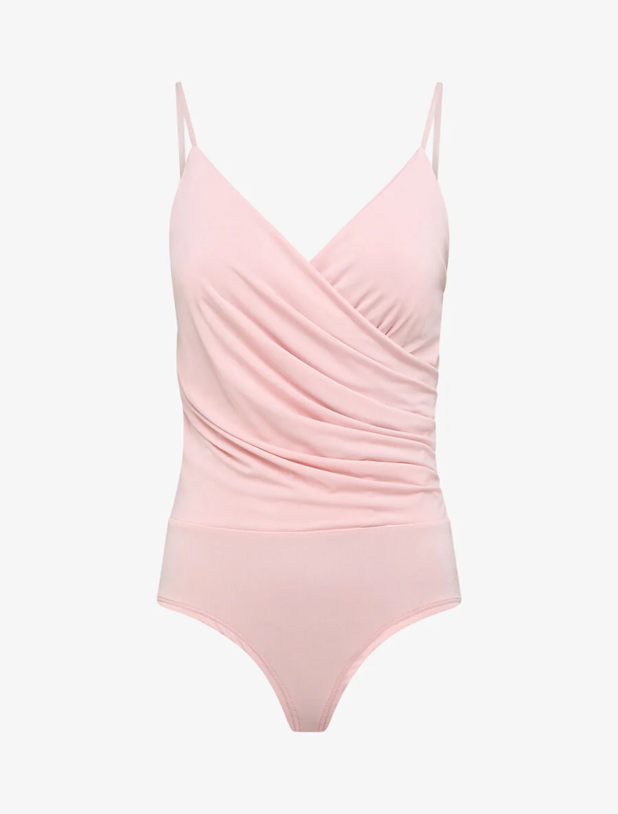 Body ajusté cache-coeur à fines bretelles - Rose pâle