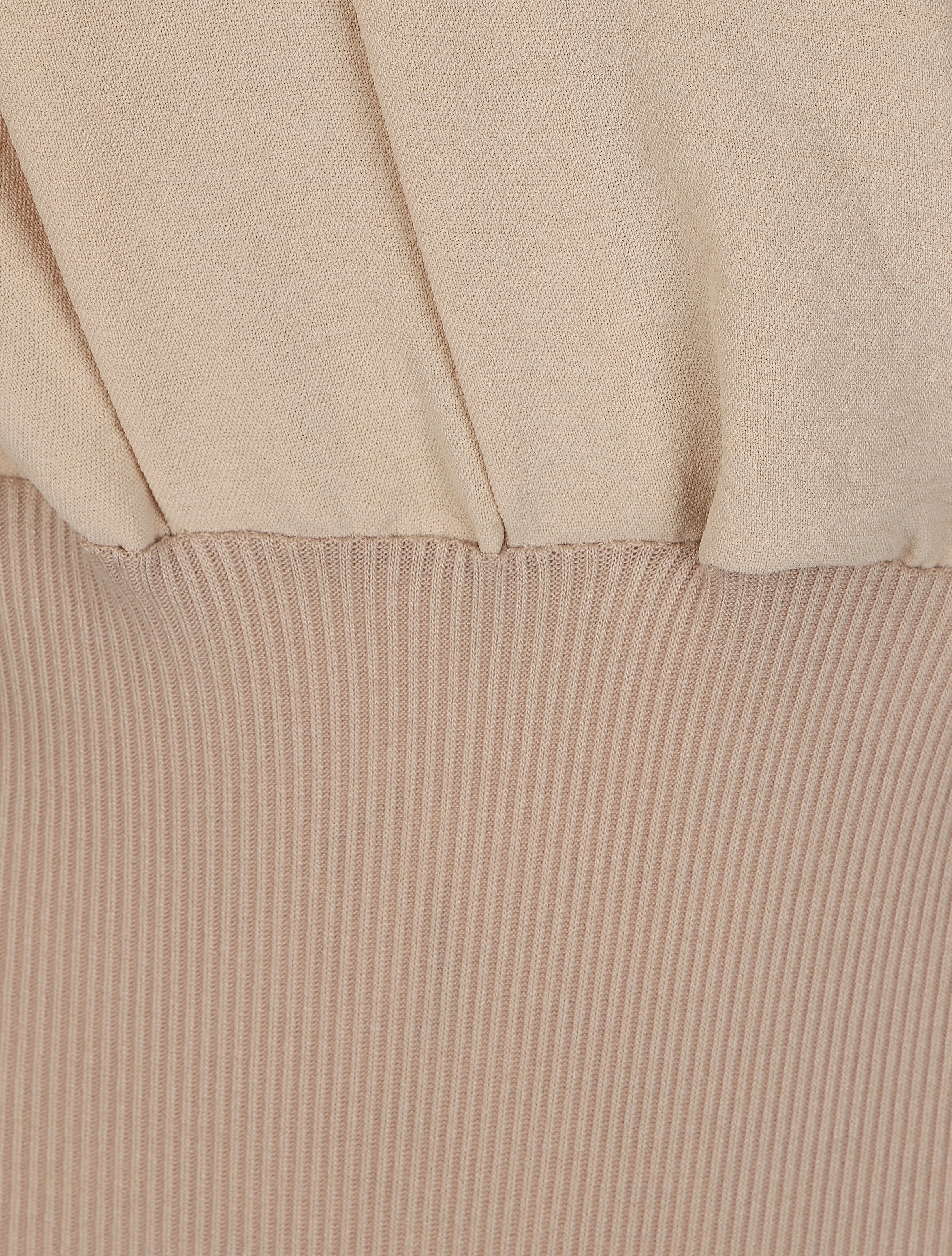Body bi-matière à col cache-coeur - Beige - Image 3