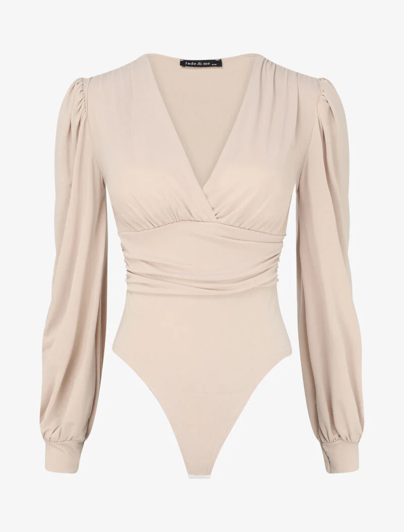 Body drapé à col cache-coeur - Beige