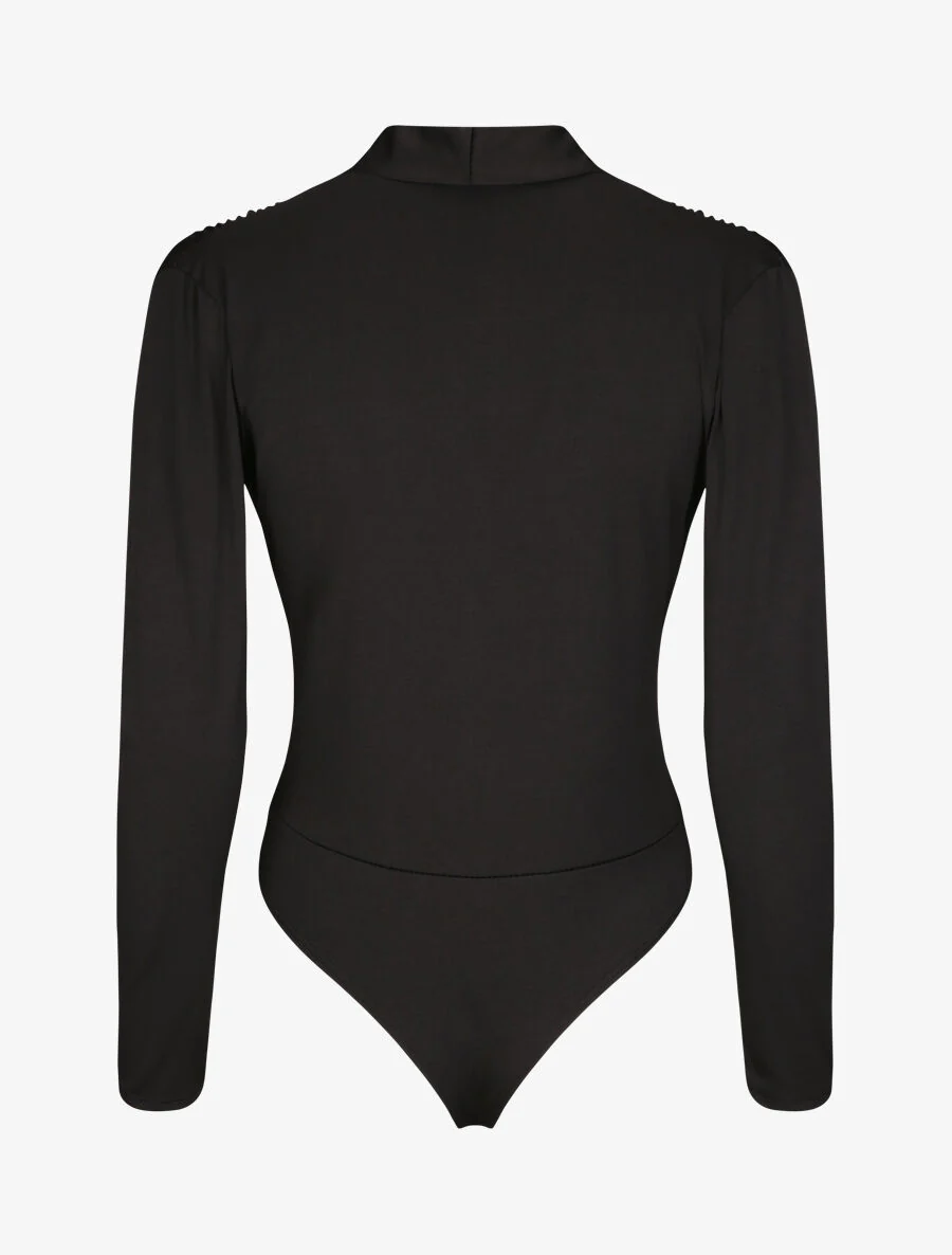 Body drapé à col cache-coeur - Noir - Image 2