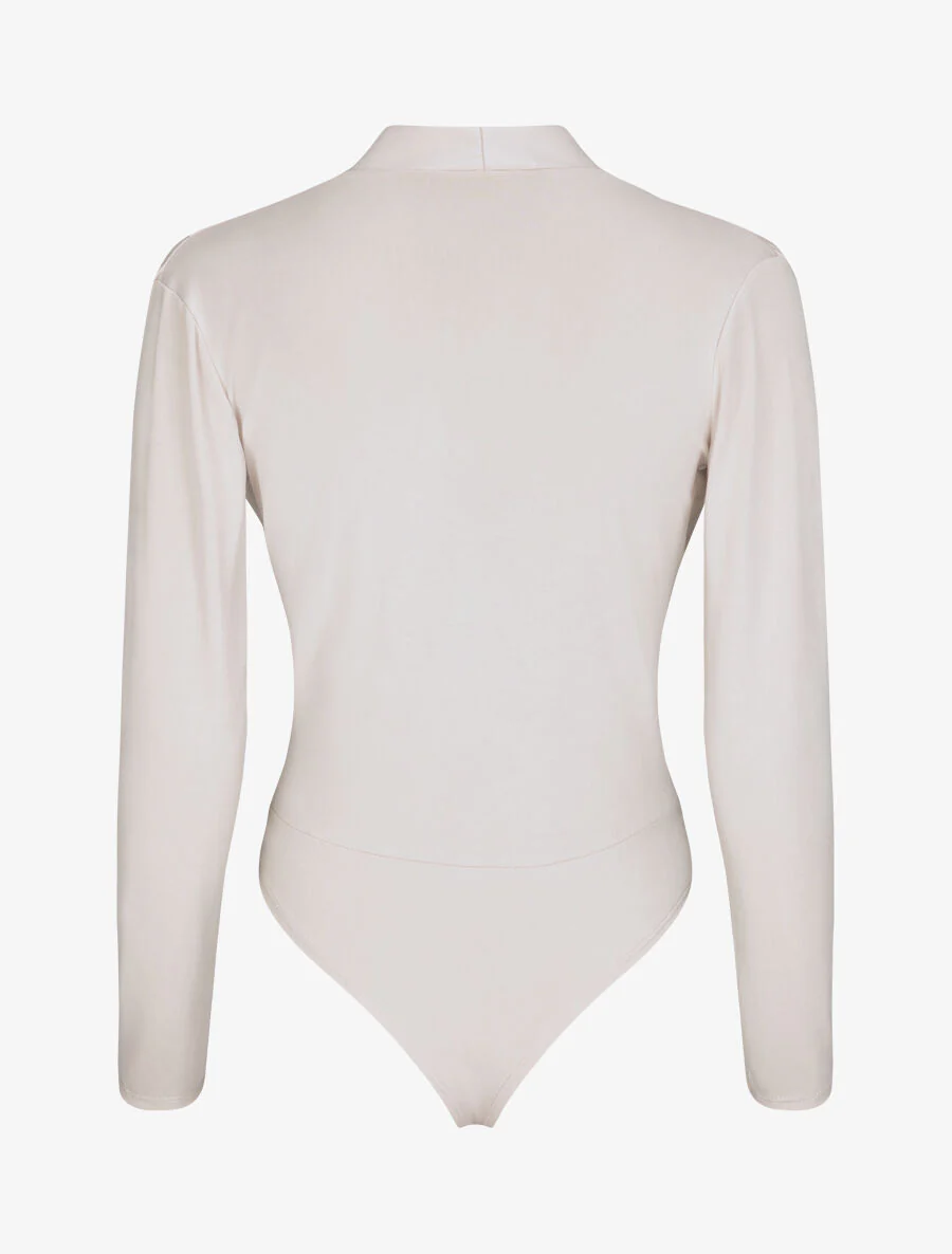 Body drapé à col cache-coeur - Beige - Image 2