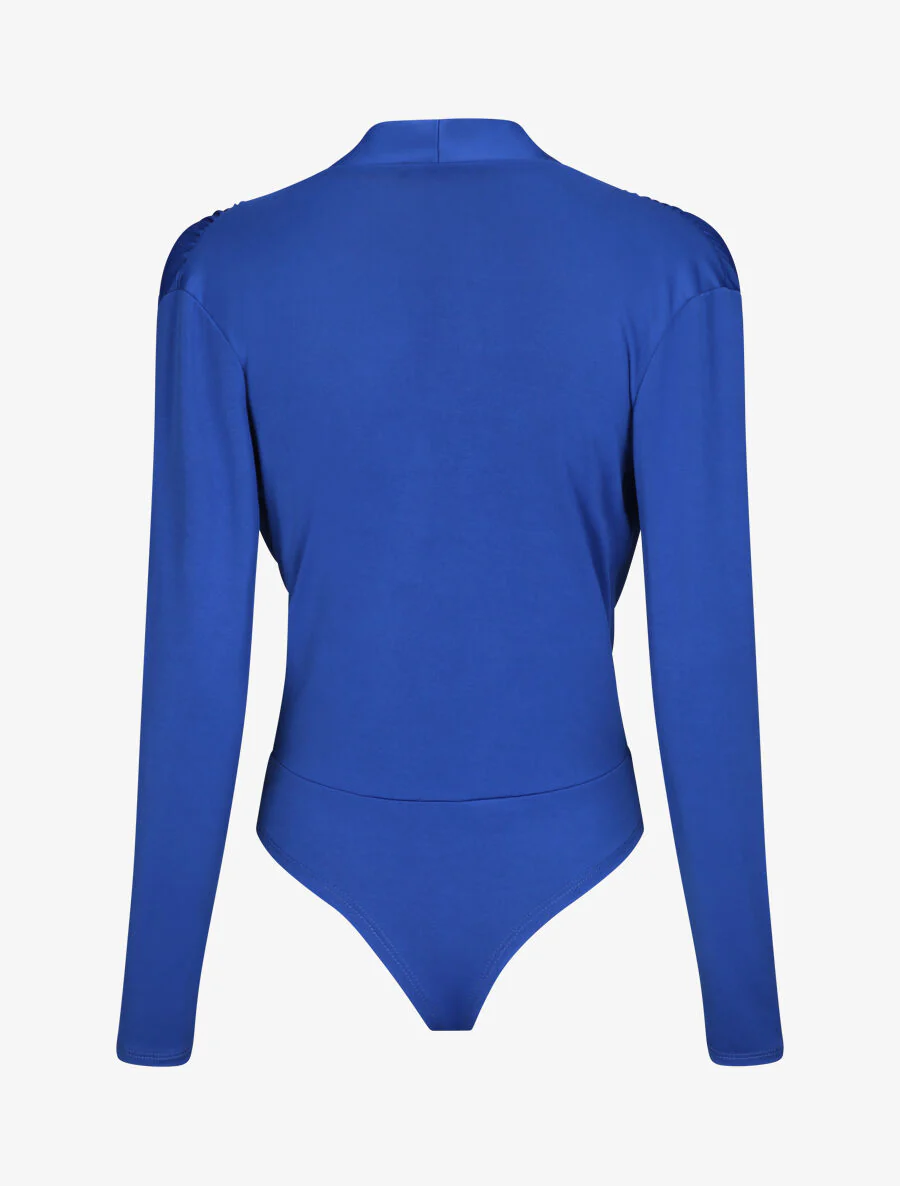 Body drapé à col cache-coeur - Bleu roi - Image 2