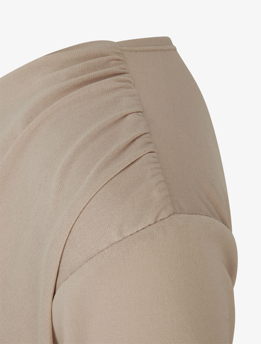 Body drapé à manches longues - Beige - Image 3