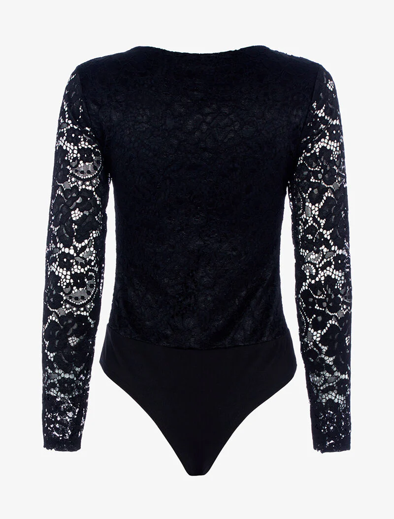 Body effet broderie fleurie - noir - Image 2